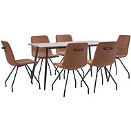 7-piece Dining Set Brown Faux Leather 3050949 - Dining Set