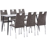 7-piece Dining Set, Brown Faux Leather 3050953 - Dining Set