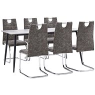 7-piece Dining Set, Brown Faux Leather 3050963 - Dining Set