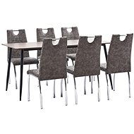 7-piece Dining Set, Brown Faux Leather 3051176 - Dining Set