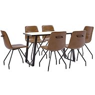 7-piece Dining Set, Cognac Faux Leather 3050469 - Dining Set