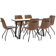 7-piece Dining Set Cognac Faux Leather 3050513 - Dining Set