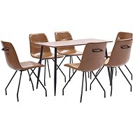 7-piece Dining Set Cognac Faux Leather 3050689 - Dining Set