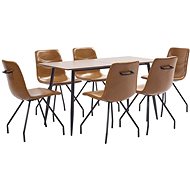 7-piece Dining Set, Cognac Artificial Leather 3050733 - Dining Set