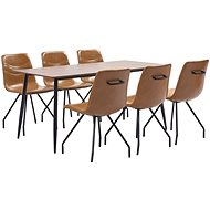 7-piece Dining Set Cognac Artificial Leather 3050775 - Dining Set