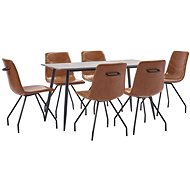 7-piece Dining Set Cognac Faux Leather 3050951 - Dining Set