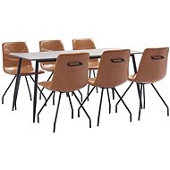 7-piece Dining Set, Cognac Faux Leather 3050995 - Dining Set