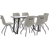 7-piece Dining Set, Grey, Faux Leather 3050113 - Dining Set