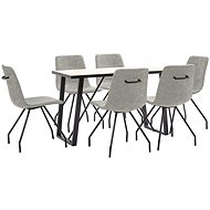 7-piece dining set gray faux leather 3050465 - Dining Set