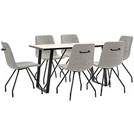 7-piece Dining Set, Grey Faux Leather 3050509 - Dining Set