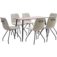 7-piece dining set gray faux leather 3050685 - Dining Set