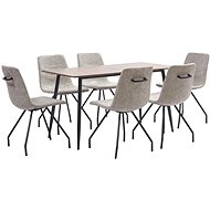 7-piece Dining Set, Grey Faux Leather 3050729 - Dining Set