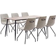 7-piece Dining Set, Grey Faux Leather 3050771 - Dining Set