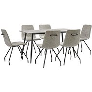 7-piece Dining Set, Grey Faux Leather 3050947 - Dining Set