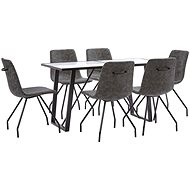 7-piece Dining Set, Dark Brown Faux Leather 3050107 - Dining Set