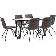 7-piece Dining Set, Dark Brown Faux Leather 3050503 - Dining Set