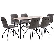 7-piece Dining Set Dark Brown Faux Leather 3050723 - Dining Set