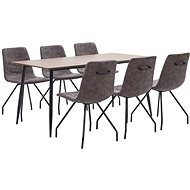7-piece Dining Set Dark Brown Faux Leather 3050765 - Dining Set