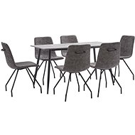7-piece Dining Set Dark Brown Faux Leather 3050941 - Dining Set