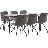 7-piece Dining Set, Dark Brown, Faux Leather 3050985 - Dining Set