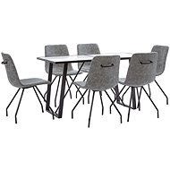 7-piece Dining Set, Dark Grey Faux Leather 3050111 - Dining Set