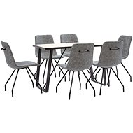 7-piece Dining Set, Dark Grey Faux Leather 3050463 - Dining Set