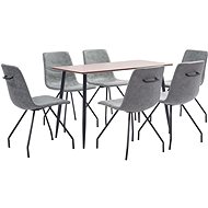 7-piece Dining Set, Dark Grey Faux Leather 3050683 - Dining Set