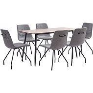 7-piece Dining Set Dark Grey Faux Leather 3050727 - Dining Set