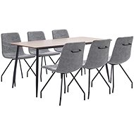 7-piece Dining Set, Dark Grey, Faux Leather 3050769 - Dining Set