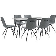 7-piece Dining Set, Dark Grey Faux Leather 3050945 - Dining Set