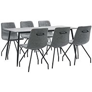 7-piece Dining Set, Dark Grey, Faux Leather 3050989 - Dining Set