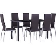 7-piece Dining Set, Faux Leather, Brown 3053002 - Dining Set