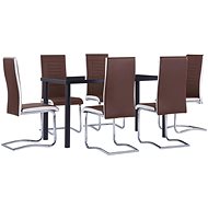 7-piece dining set faux leather brown 3053013 - Dining Set