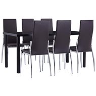 7-piece Dining Set, Faux Leather Brown 3053043 - Dining Set