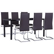 7-piece Dining Set, Faux Leather, Brown 3053055 - Dining Set