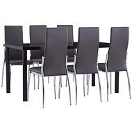 7-piece Dining Set, Faux Leather, Grey 3053041 - Dining Set