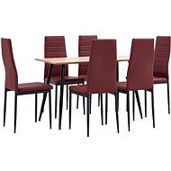 7-piece Dining Set Faux Leather Burgundy 3053669 - Dining Set