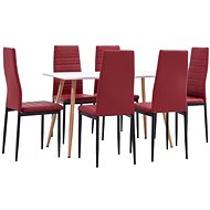 7-piece Dining Set Faux Leather Burgundy 3053749 - Dining Set