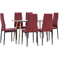 7-piece Dining Set Faux Leather Burgundy 3053829 - Dining Set