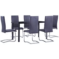 7-piece Dining Set, Faux Suede Leather, Grey 3053023 - Dining Set