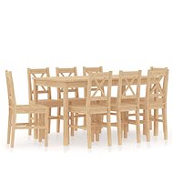 9-piece Dining Set Pine Wood 283379 - Dining Set