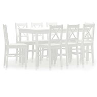 9-piece Dining Set, Pine Wood, White 283381 - Dining Set
