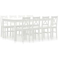 9-piece Dining Set Pine Wood White 283387 - Dining Set