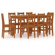 9-Piece Dining Set, Pine Wood, Honey Brown 283380 - Dining Set