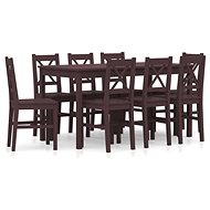 9-piece Dining Set, Pine Wood, Dark Brown 283383 - Dining Set