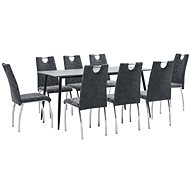 9-piece Dining Set, Black Faux Leather 3050956 - Dining Set