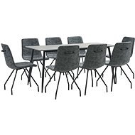 9-piece Dining Set, Black Faux Leather 3050988 - Dining Set