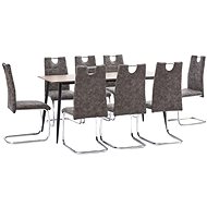 9-piece Dining Set Brown Faux Leather 3050744 - Dining Set