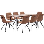 9-piece Dining Set, Brown Faux Leather 3050774 - Dining Set