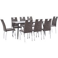 9-piece Dining Set, Brown, Faux Leather 3050954 - Dining Set